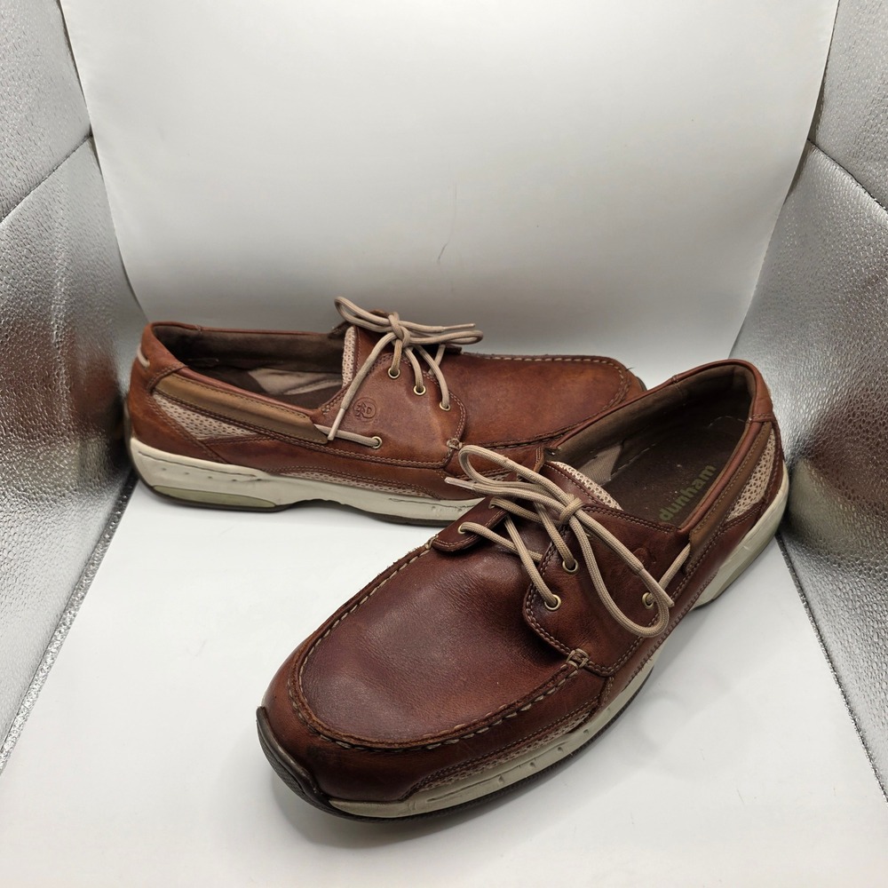 Dunham Captain Mens 14 D Brown Leather Boat Shoes Nautical Loafers MCN410BR